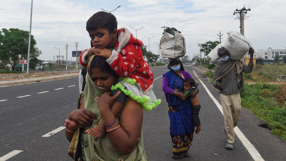 Thousands of people have walked long distances to reach their villages after the shutdown