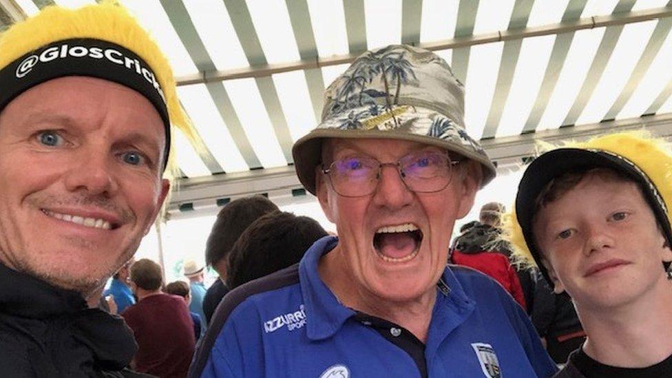 From left; Liam, his dad Mick and son Patrick at a sports event