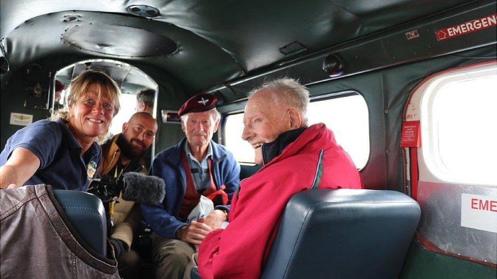 Inside a Dakota aeroplane