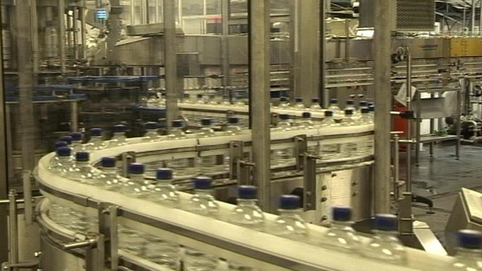 Water bottles on the production line