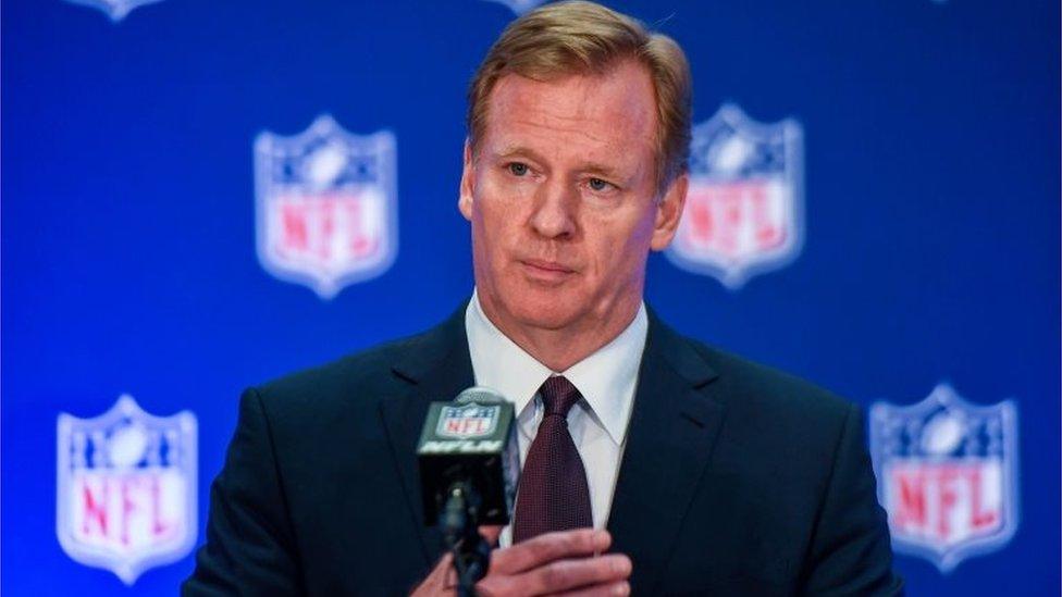 Roger Goodell speaks to media after the NFL owners meeting in New York City.