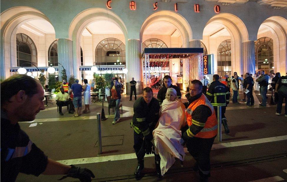 A woman being treated by emergency services