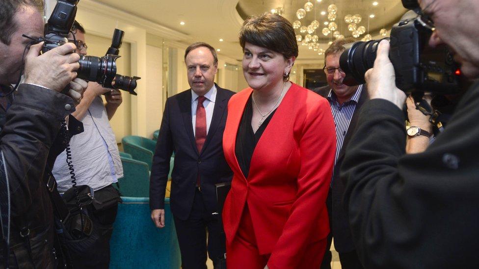 Arlene Foster followed by Nigel Dodds and Sammy Wilson