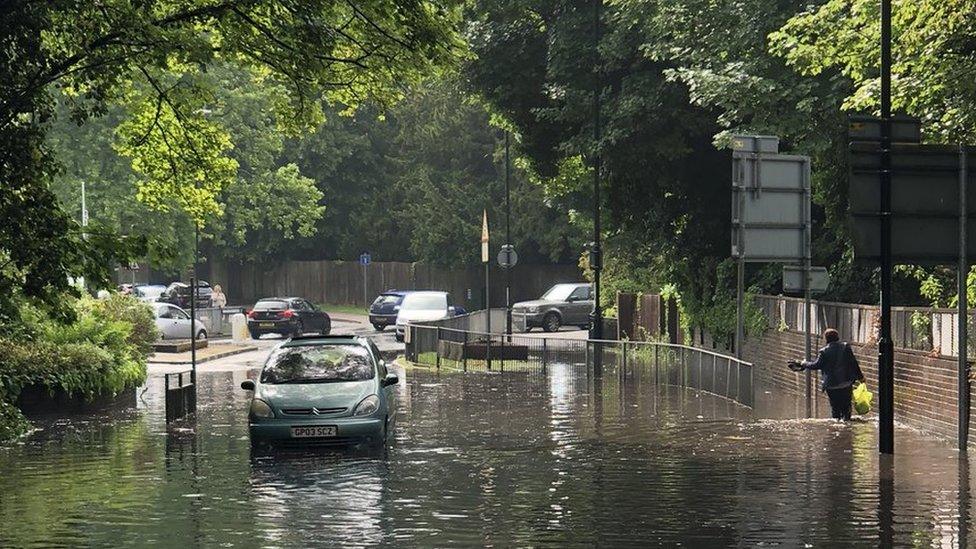 Floodwater in Haywards Heath, Sussex