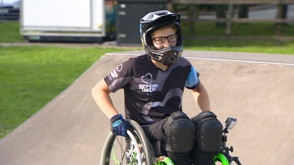 Lily Rice in her wheelchair