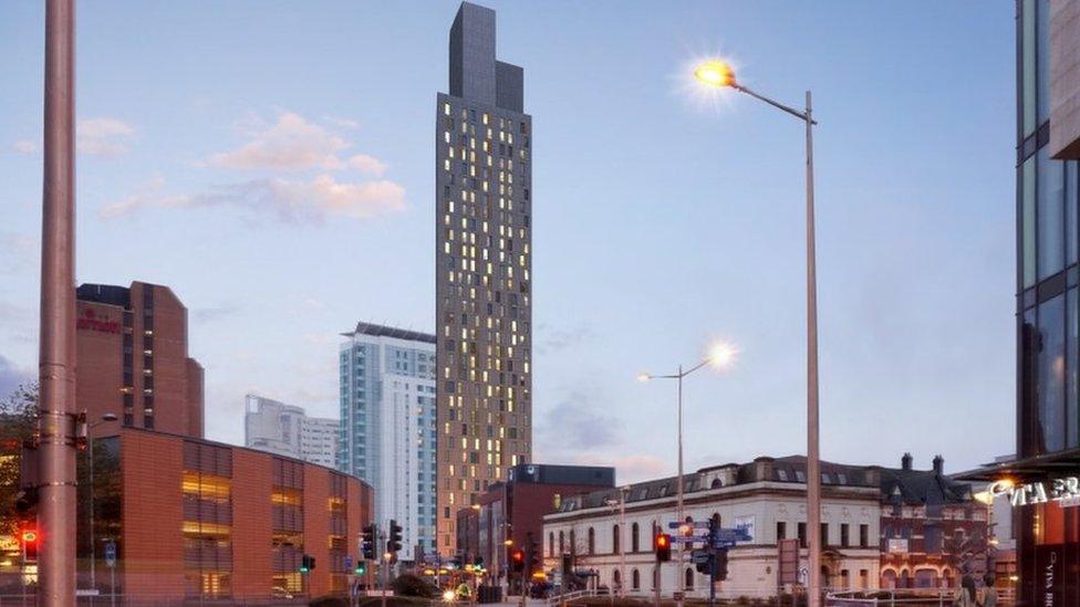 Architect's impression of proposed 42-storey building in Cardiff