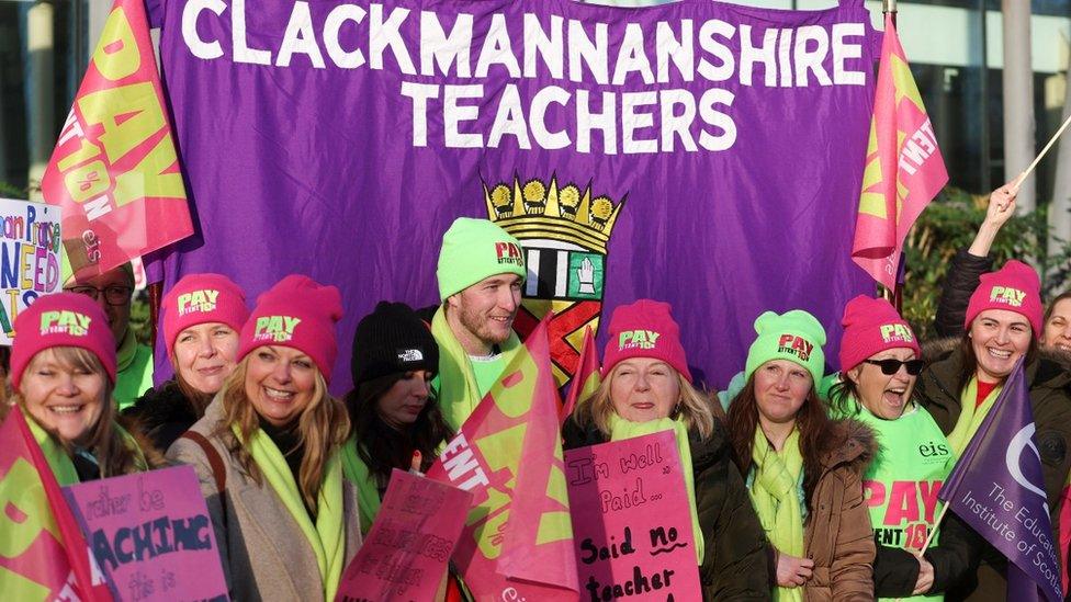 Striking teachers in Alloa, Clackmannanshire