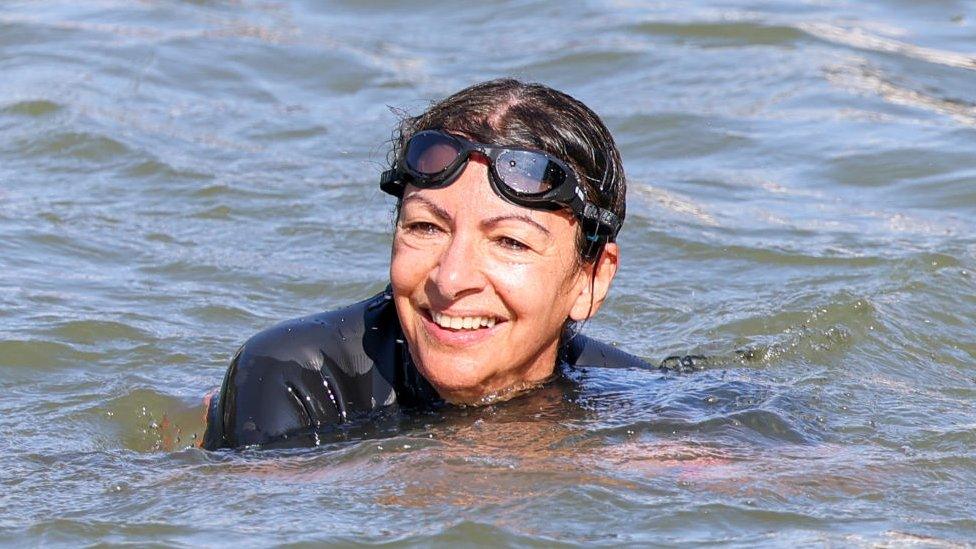 Mayor of Paris Anne Hidalgo swims in the Seine