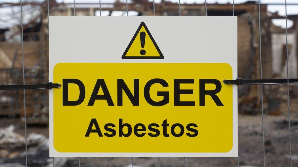 Sign that reads 'DANGER Asbestos'