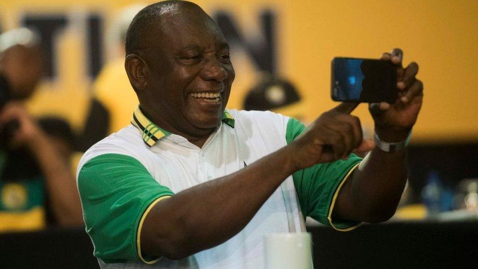 Cyril Ramaphosa during the announcement of new party leadership at the 5th African National Congress (ANC) national conference at the Nasrec Expo Centre on December 18, 2017 in Soweto, South Africa