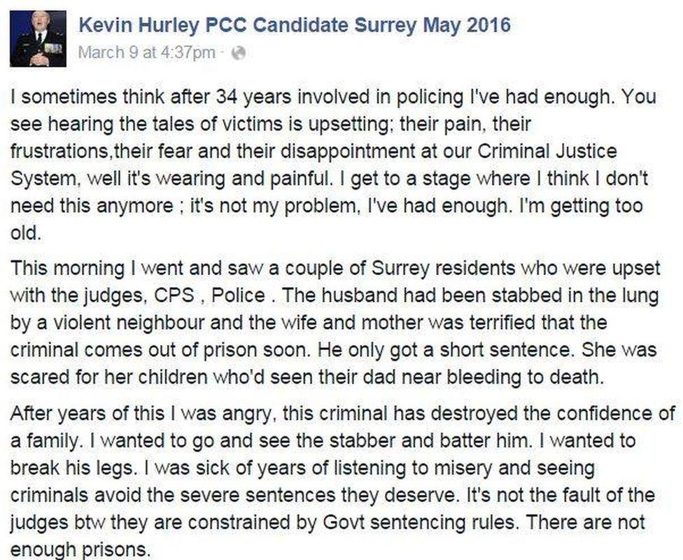 Kevin Hurley's Facebook comments