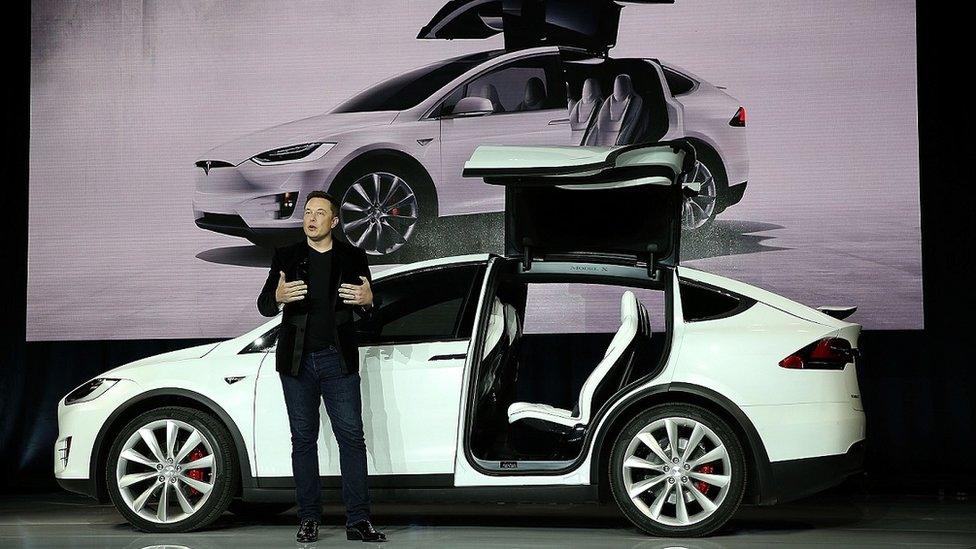 Tesla chief executive Elon Musk launches the Model X.