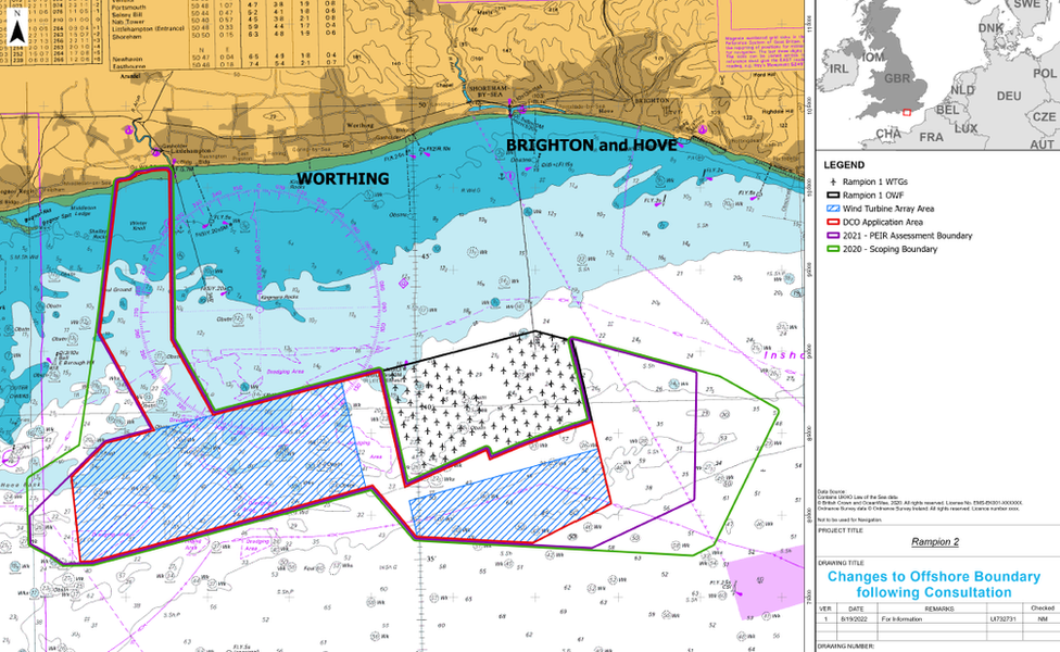 Planning map of proposed Rampion 2 extension