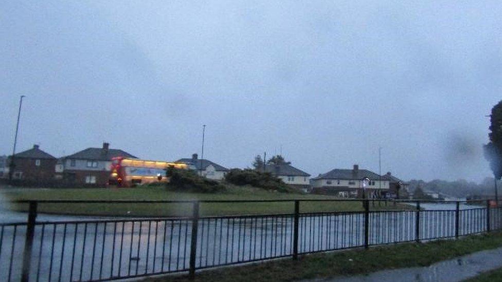 Scene of flooding in Throckley, Newcastle