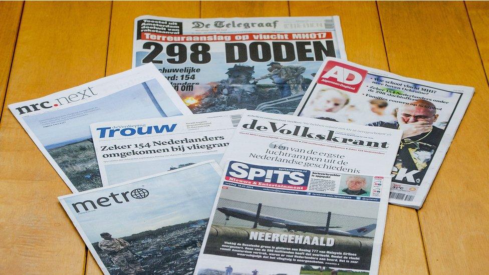 Dutch newspaper front pages