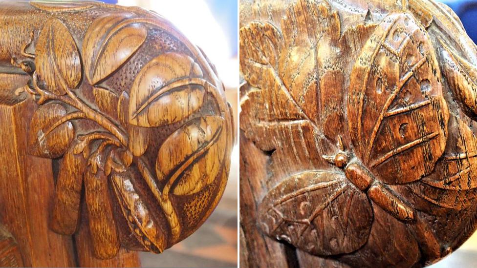 Carved pew ends, St Andrew's, Hingham