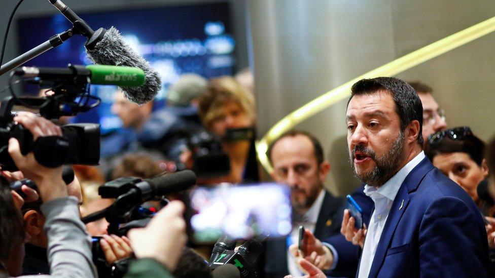 Italy's Deputy Prime Minister Matteo Salvini at the launch of his campaign for the European elections