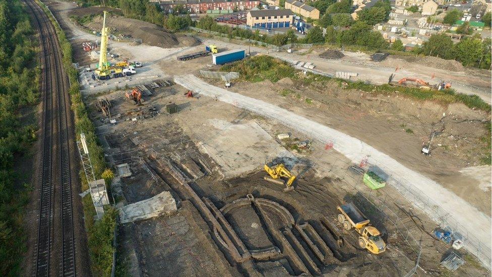 Aerial view of old railway sidings