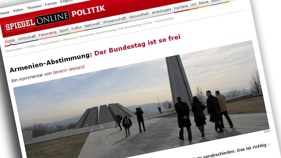 Screen grab from online story in Der Spiegel