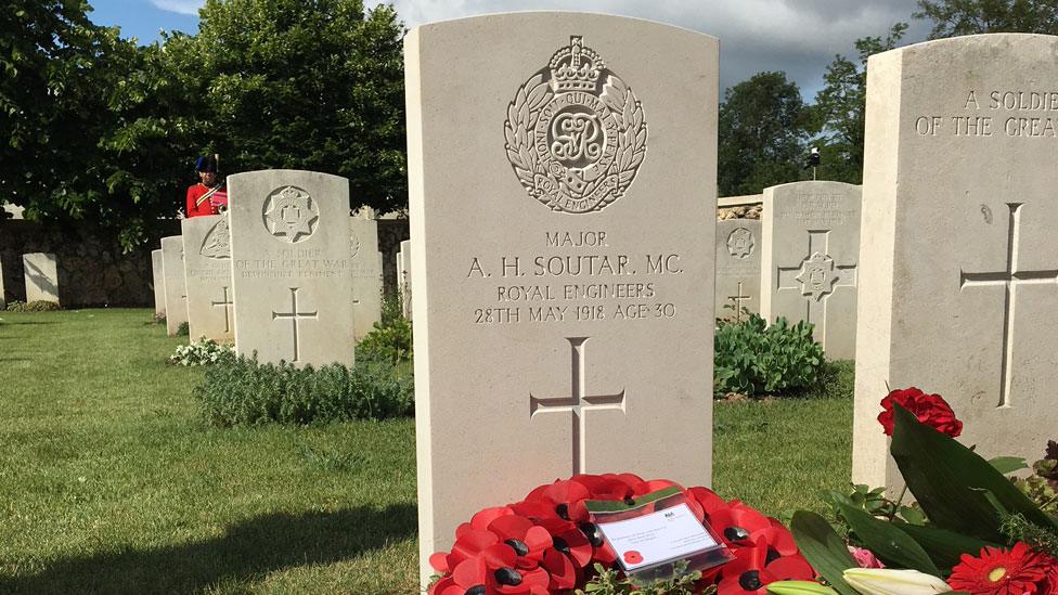 Maj Soutar's new headstone