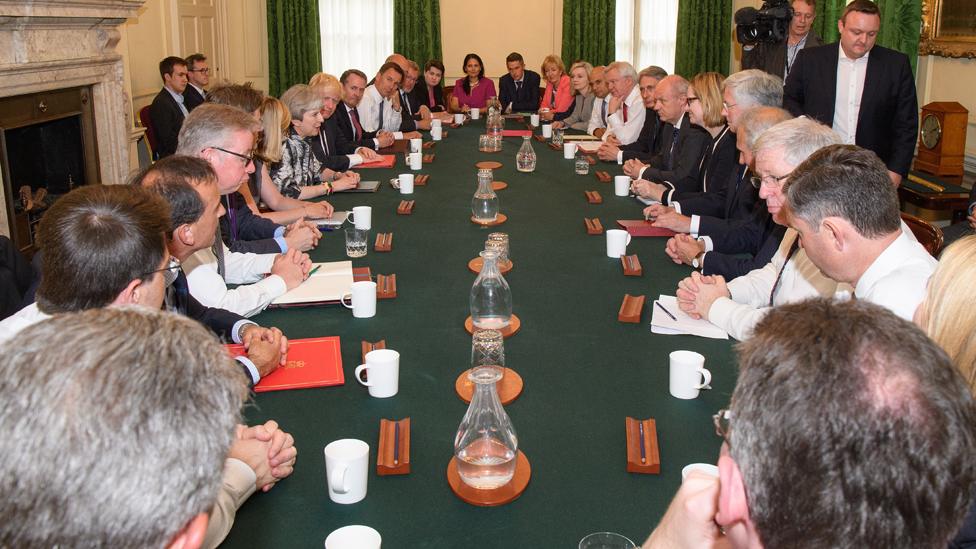 Theresa May's first cabinet meeting after the election, June 12