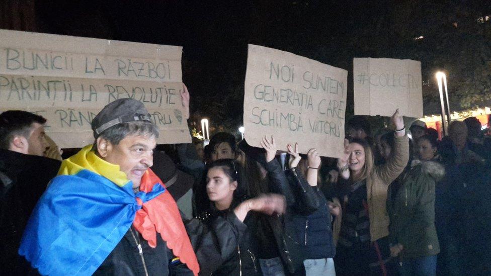 Protesters in Bucharest