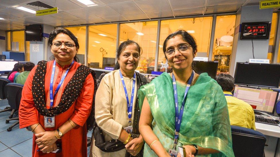 From left: Ritu Karidhal, Anuradha TK and Nandini Harinath