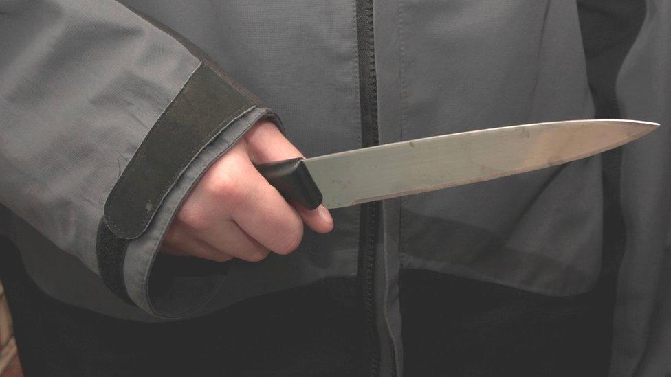 A teenage boy (nearly 14) holding a kitchen knif