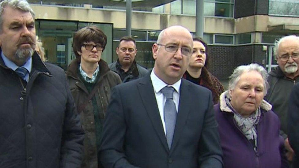 Det Ch Insp Brian Kearney, centre, with Marie Bailey next to him