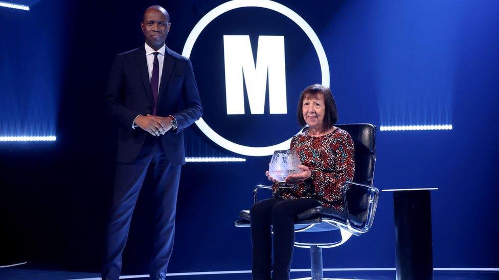 Mastermind host Clive Myrie and Alice Walker, winner