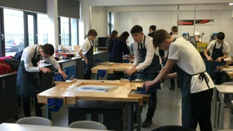 Pupils at Afon Tâf High School in Troedyrhiw