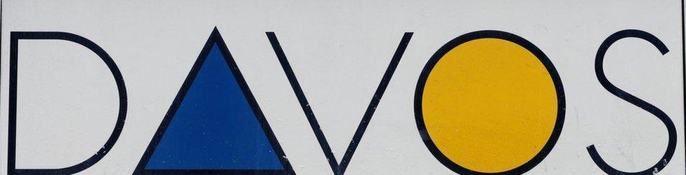 A Davos logo is seen before the annual meeting of the World Economic Forum