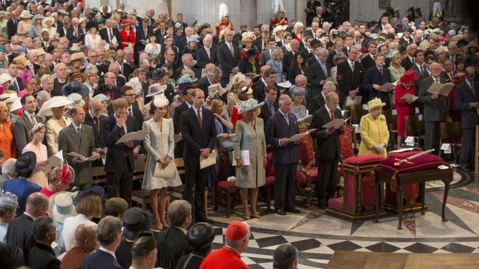 The Queen and Duke of Edinburgh, Prince Charles, the Duke and Duchess of Cambridge and Prince Harry