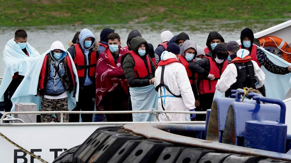 Migrants arriving at Dover