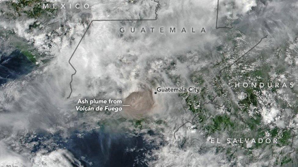 A view of the ash plume from space as captured by NASA using VIIRS data from the Suomi National Polar-orbiting Partnership and OMPS data from the Goddard Earth Sciences Data and Information Services Center