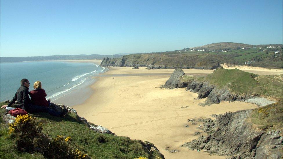 Three Cliffs beach and Oxwich Bay, Gower,