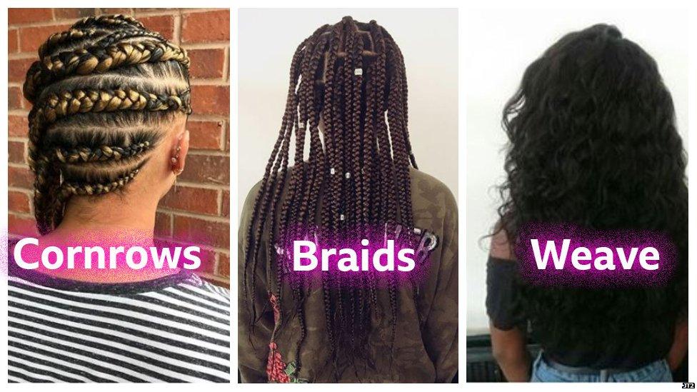 Cornrows, braids and weave