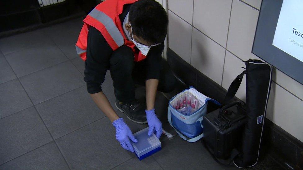 Man testing swabs