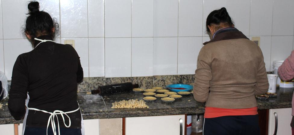 Young women cooking