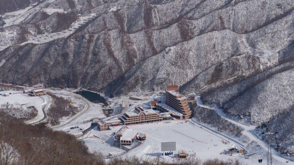 This photo taken on February 20, 2017 shows a general view of the Masikryong ski resort, near North Korea's east coast port city of Wonsan.