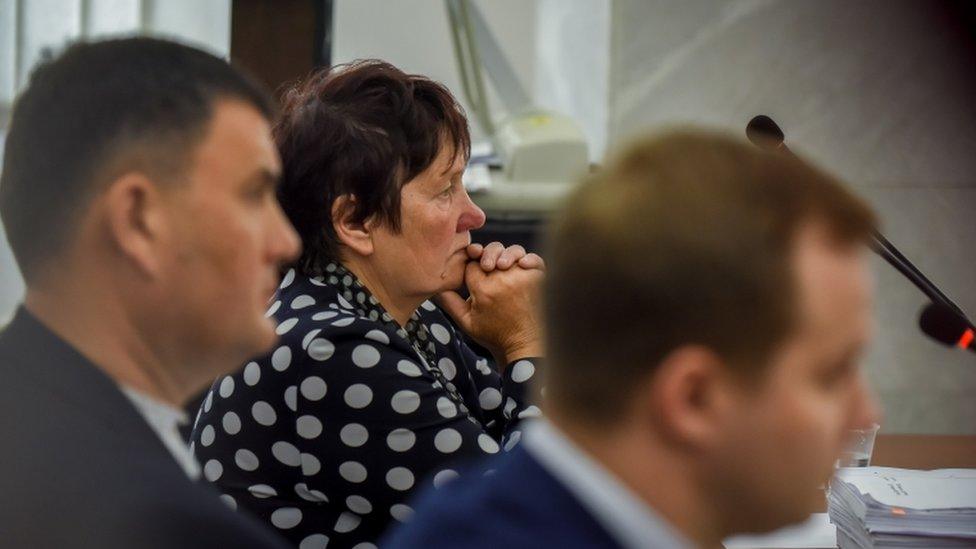 Image shows Kateryna Shelipova at trial