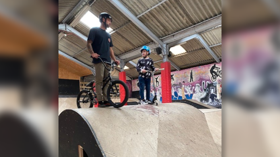 Adam and Cooper at Ramp Skatepark when it was based in Llanelli