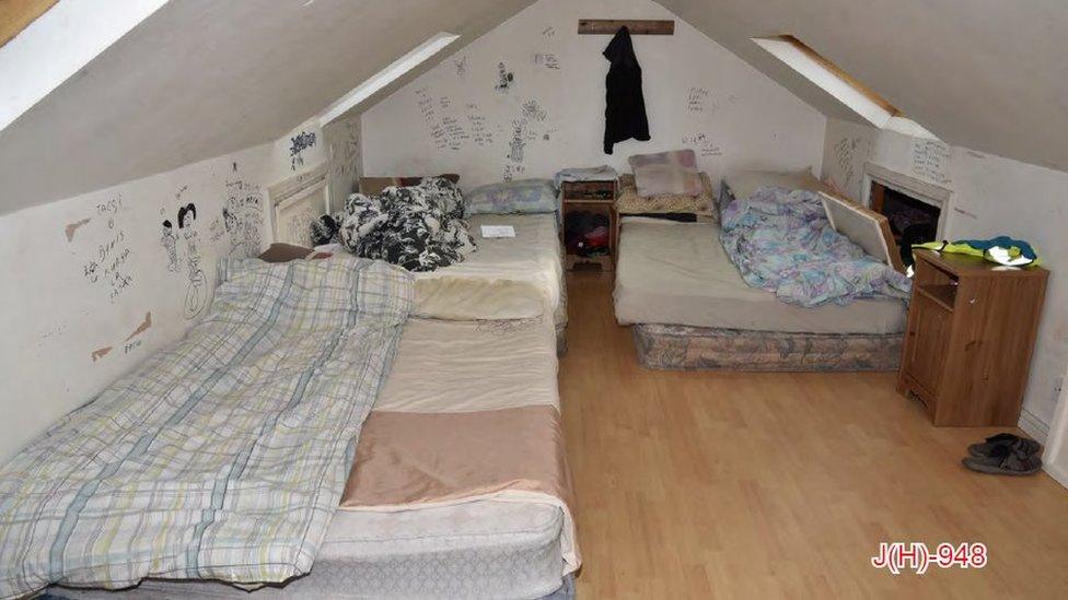 A squalid bedroom where some of the couple's victims slept