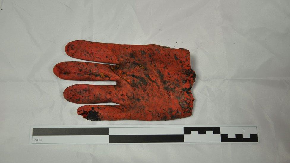 Recovery crew glove found at Holme Fen Spitfire dig