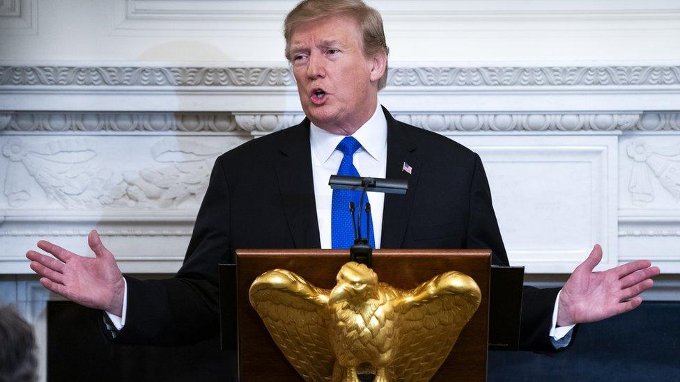 US President Donald Trump addresses US governors at the White House