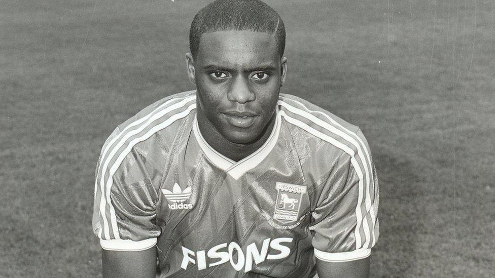 Dalian Atkinson in his Ipswich Town kit