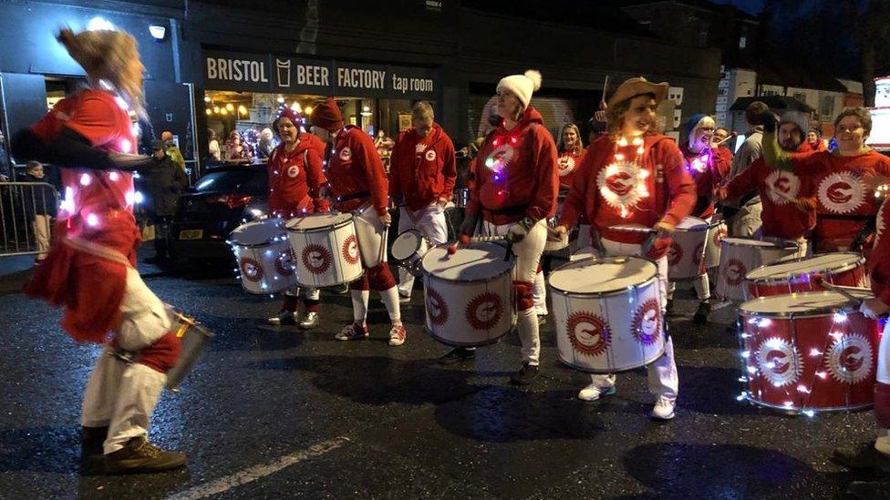 Bristol Samba Band at the Bedminster Winter Lantern Parade