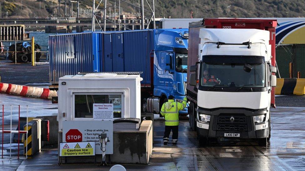 Goods checked at he port of Larne, Northern Ireland