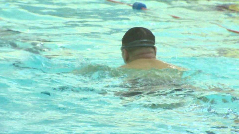 Man swimming in pool