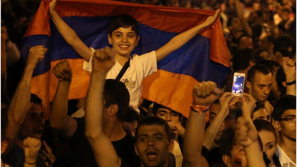 Protesters in Yerevan, 26 June 2015